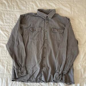 Wrangler gray button up long sleeve shirt sz XL cotton workwear casual grunge